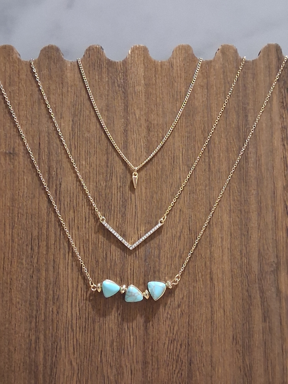 Kohl's Gold Layered Necklace Set with Turquoise Accents